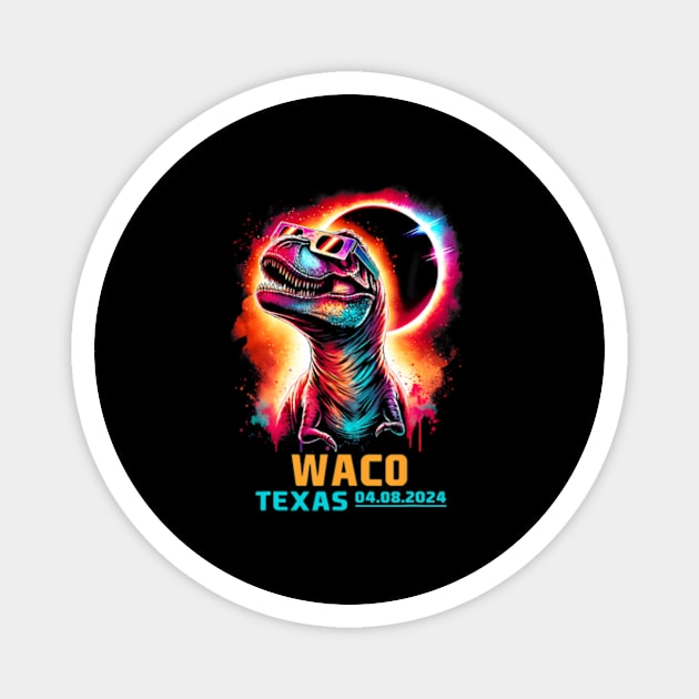 Waco Texas Total Solar Eclipse 2024 T Rex Dinosaur Magnet by SanJKaka